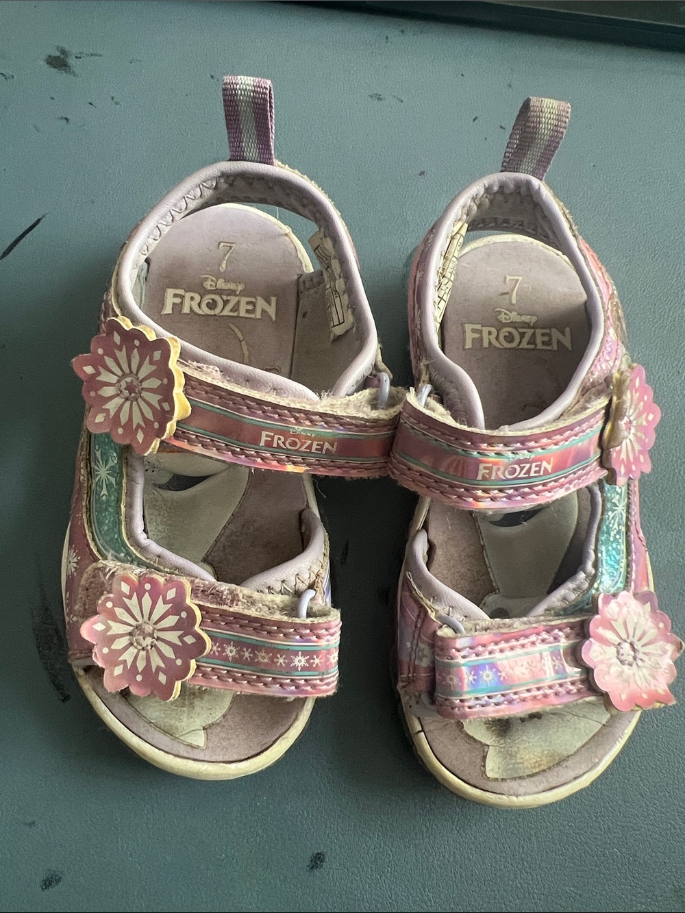 Disney Frozen Pink and Purple Girls Sandals with Snowflake Charm
